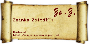 Zsinka Zoltán névjegykártya