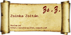 Zsinka Zoltán névjegykártya